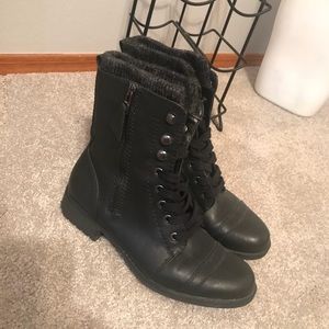 Combat black fashion boots